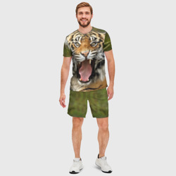 Мужской костюм с шортами 3D Тигр возмущенный - фото 2