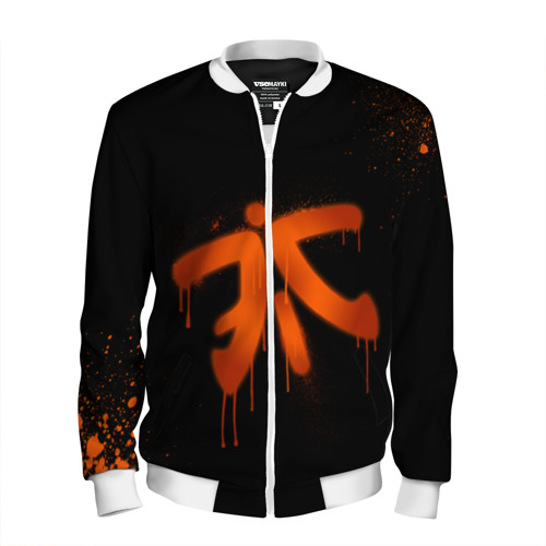 Мужской бомбер 3D Cs:go - Fnatic Black collection, цвет белый