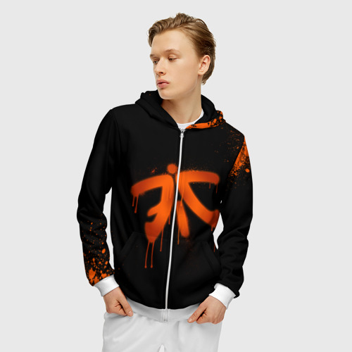 Мужская толстовка 3D на молнии Cs:go - Fnatic Black collection, цвет белый - фото 3