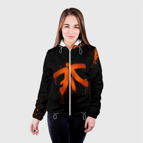 Женская куртка 3D Cs:go - Fnatic Black collection, цвет белый - фото 3