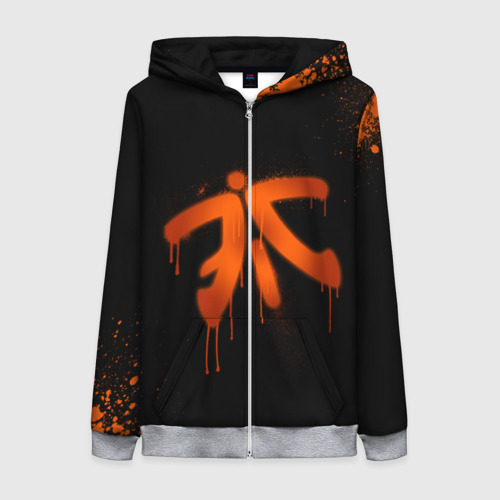 Женская толстовка 3D на молнии Cs:go - Fnatic Black collection, цвет меланж