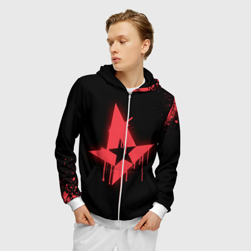 Мужская толстовка 3D на молнии Cs:go - Astralis Black collection, цвет белый - фото 3