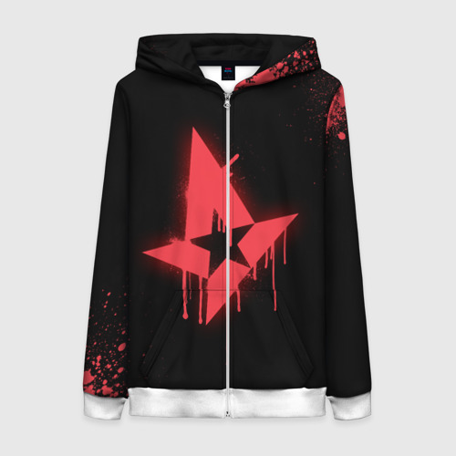 Женская толстовка 3D на молнии Cs:go - Astralis Black collection, цвет белый