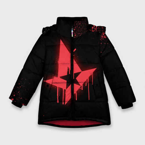 Зимняя куртка для девочек 3D Cs:go - Astralis Black collection, цвет красный