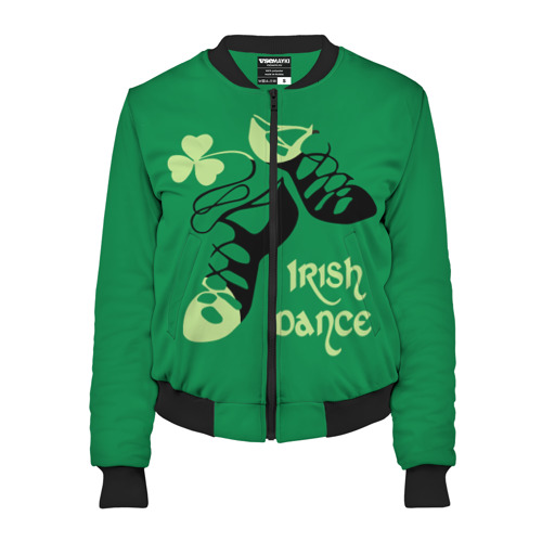 Женский бомбер 3D Ireland, Irish dance, цвет черный