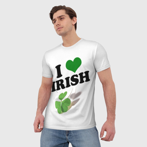 Мужская футболка 3D Ireland, I love Irish, цвет 3D печать - фото 3