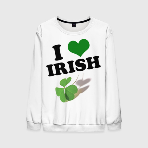 Мужской свитшот 3D Ireland, I love Irish, цвет белый