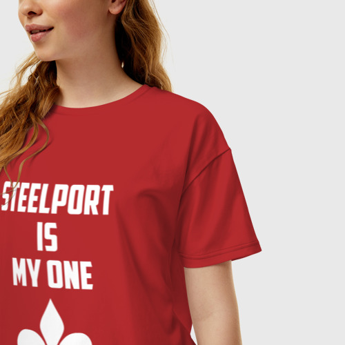 Женская футболка хлопок Oversize Steelport is my one город Стилпорт, цвет красный - фото 3