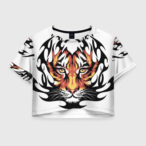 Женская футболка Crop-top 3D Король джунглей Фото 01 Женская футболка Crop-top 3D Король джунглей Фото 01
