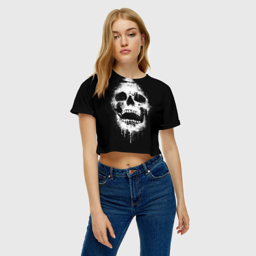 Женская футболка Crop-top 3D Evil Skull, цвет 3D печать - фото 3