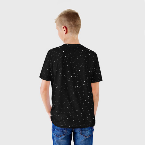 Детская футболка 3D с принтом Лис байкер, вид сзади #2