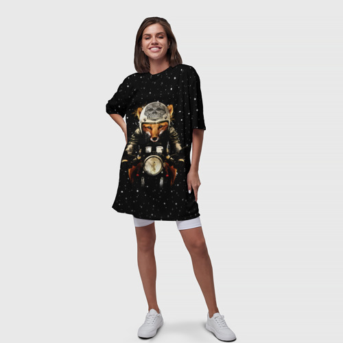Платье-футболка 3D Лис байкер, цвет 3D печать - фото 5