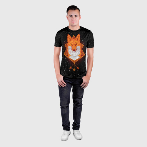 Мужская футболка 3D Slim Огненный лис, цвет 3D печать - фото 4