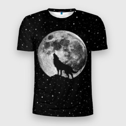 Мужская футболка 3D Slim Лунный волк