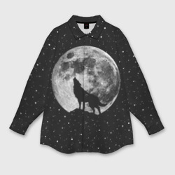 Женская рубашка oversize 3D Лунный волк