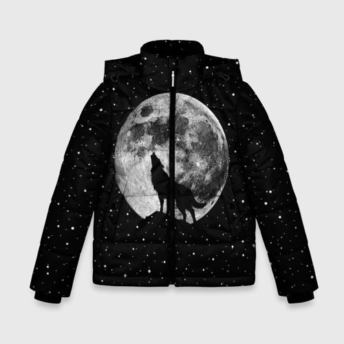 Зимняя куртка для мальчиков 3D с принтом Лунный волк, вид спереди #2
