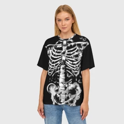 Женская футболка oversize 3D Floral Skeleton - фото 2