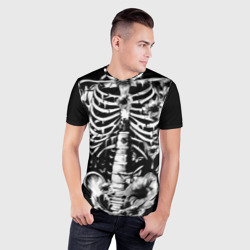 Мужская футболка 3D Slim Floral Skeleton - фото 2