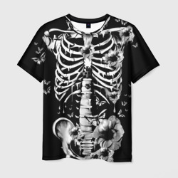 Мужская футболка 3D Floral Skeleton