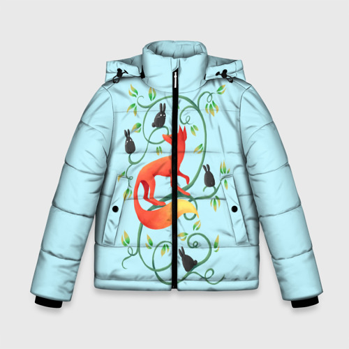 Зимняя куртка для мальчиков 3D с принтом Милая лисичка, вид спереди #2