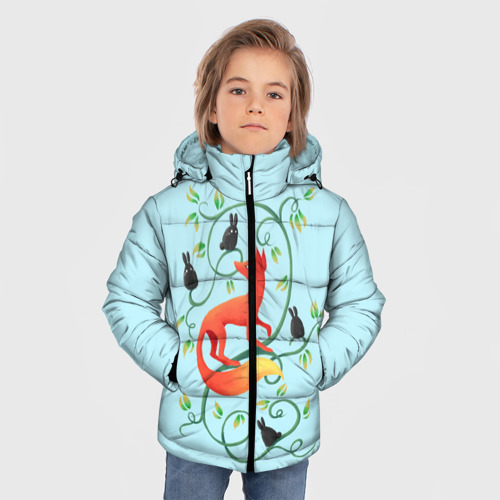 Зимняя куртка для мальчиков 3D с принтом Милая лисичка, фото на моделе #1