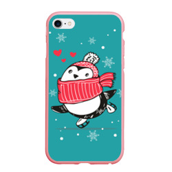 Чехол для iPhone 6/6S матовый Пингвинчик на коньках