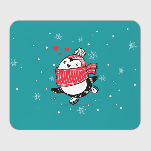 Прямоугольный коврик для мышки Пингвинчик на коньках