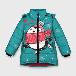Зимняя куртка для девочек 3D Пингвинчик на коньках