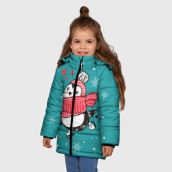 Зимняя куртка для девочек 3D Пингвинчик на коньках - фото 2