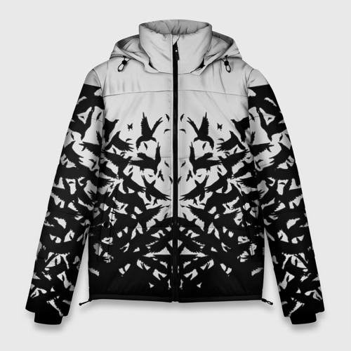 Мужская зимняя куртка 3D Птичий вихрь, цвет черный