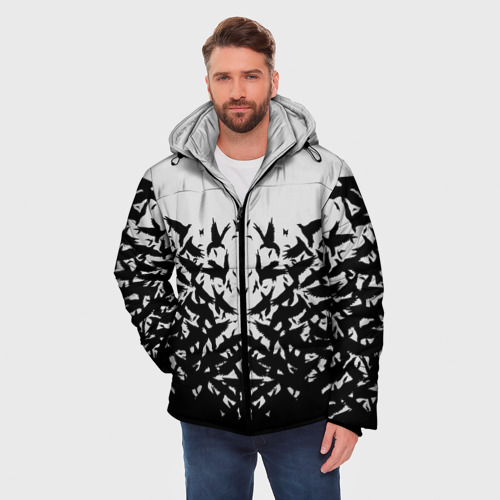 Мужская зимняя куртка 3D Птичий вихрь, цвет черный - фото 3