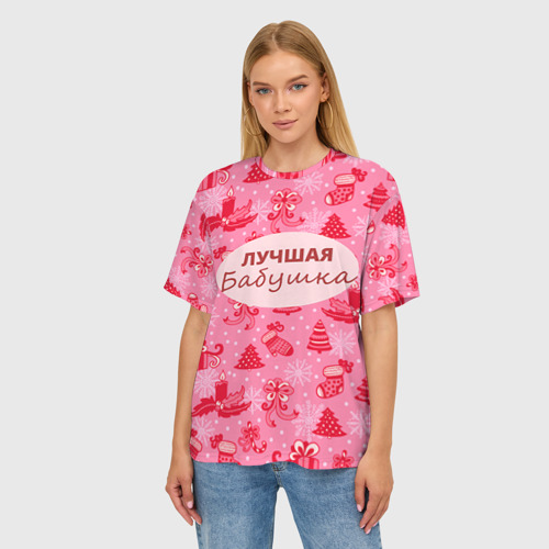 Женская футболка oversize 3D Лучшая бабушка, цвет 3D печать - фото 3