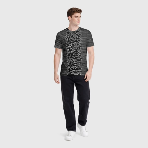 Мужская футболка 3D с принтом Joy Division Unknown Pleasures, вид сбоку #3