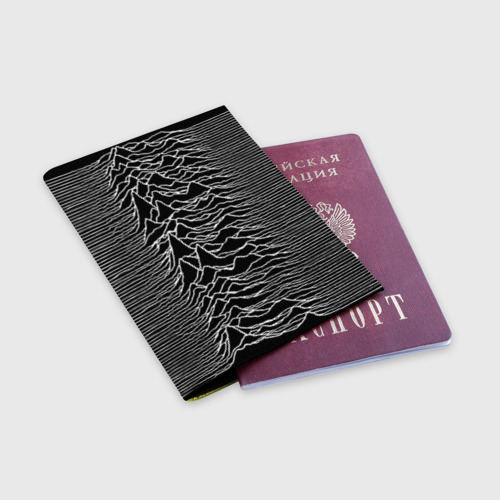 Обложка для паспорта матовая кожа Joy Division. Unknown Pleasures, цвет желтый - фото 3