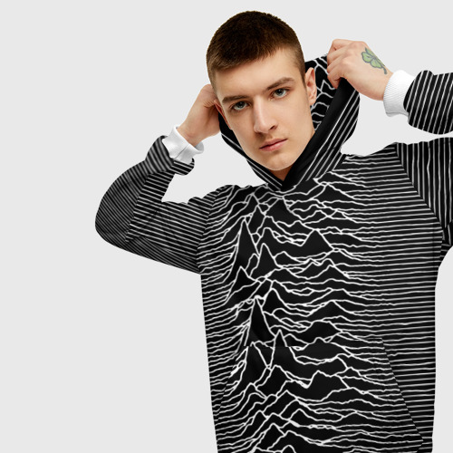 Мужская толстовка 3D Joy Division. Unknown Pleasures, цвет белый - фото 5