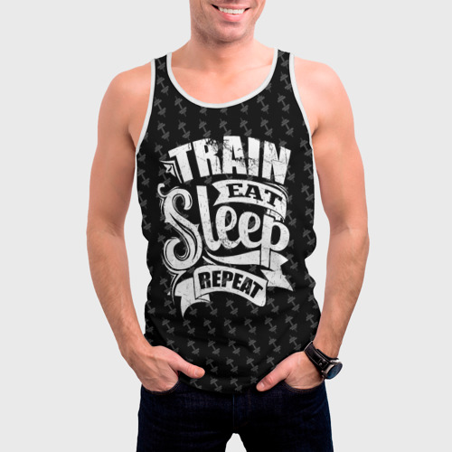 Мужская майка 3D Train Eat Sleep Repeat - фото 3