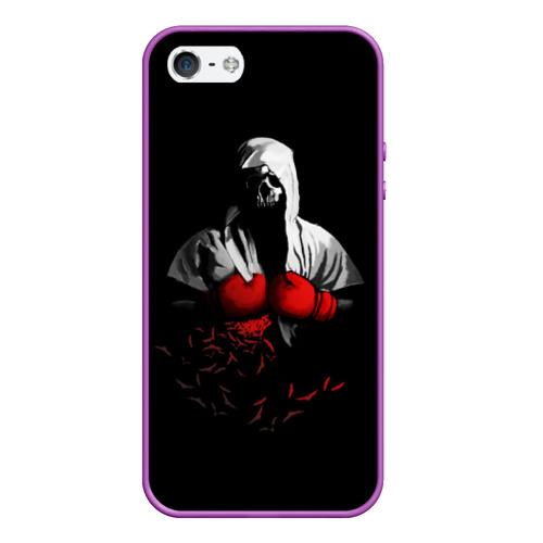 Чехол для iPhone 5/5S матовый Мертвый боксер, цвет фиолетовый