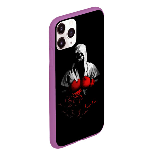 Чехол для iPhone 11 Pro Max матовый Мертвый боксер, цвет фиолетовый - фото 3