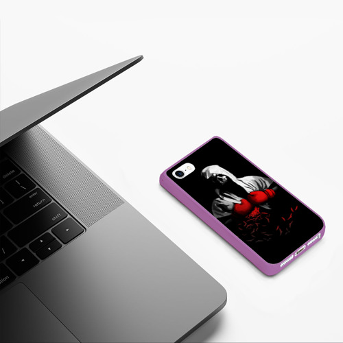 Чехол для iPhone 5/5S матовый Мертвый боксер, цвет фиолетовый - фото 5