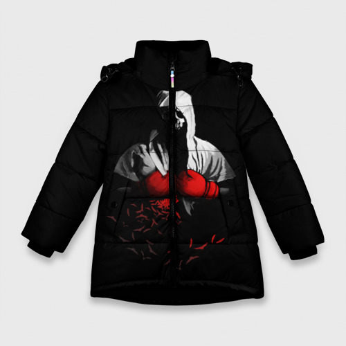 Зимняя куртка для девочек 3D Мертвый боксер, цвет черный