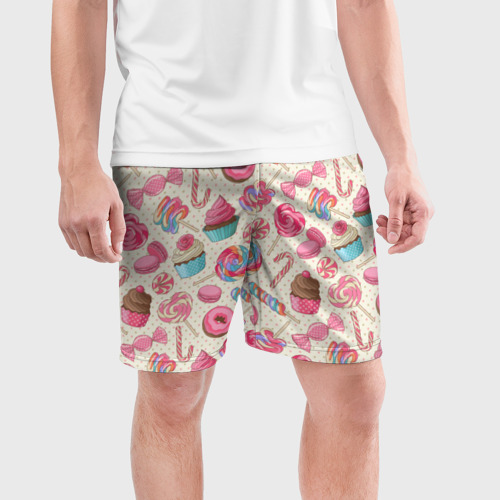 Мужские шорты спортивные Радости и сладости, цвет 3D печать - фото 3
