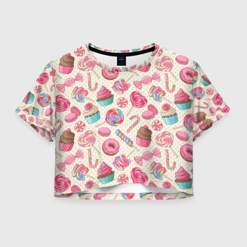 Женская футболка Crop-top 3D Радости и сладости, цвет 3D печать