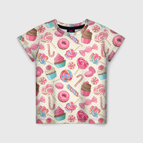 Детская футболка с принтом Радости и сладости, вид спереди №1