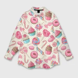 Женская рубашка oversize 3D Радости и сладости