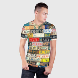 Мужская футболка 3D Slim Автомобильные номера мира - фото 2