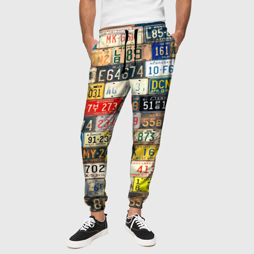 Мужские брюки 3D Автомобильные номера мира, цвет 3D печать - фото 4