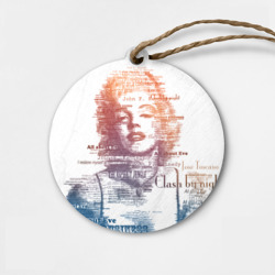 Деревянная игрушка круг Мэрилин Монро - текстовый портрет