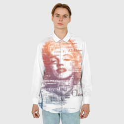 Мужская рубашка oversize 3D Мэрилин Монро - текстовый портрет - фото 2