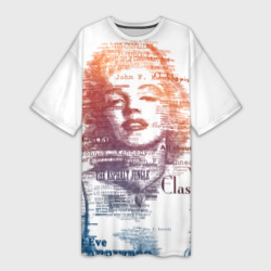 Платье-футболка 3D Мэрилин Монро - текстовый портрет