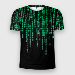 Мужская футболка 3D Slim Цифровой поток из матрицы